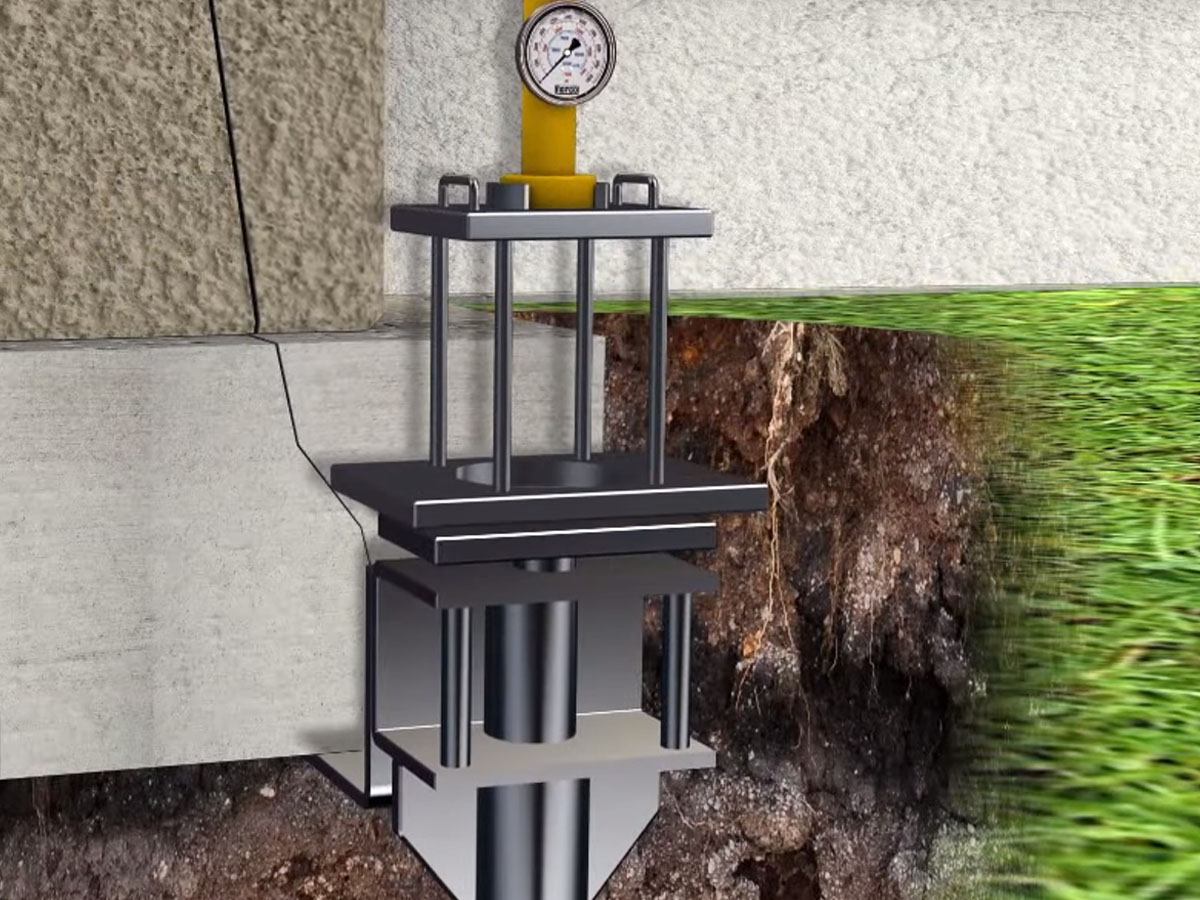 Helical piers in the ground