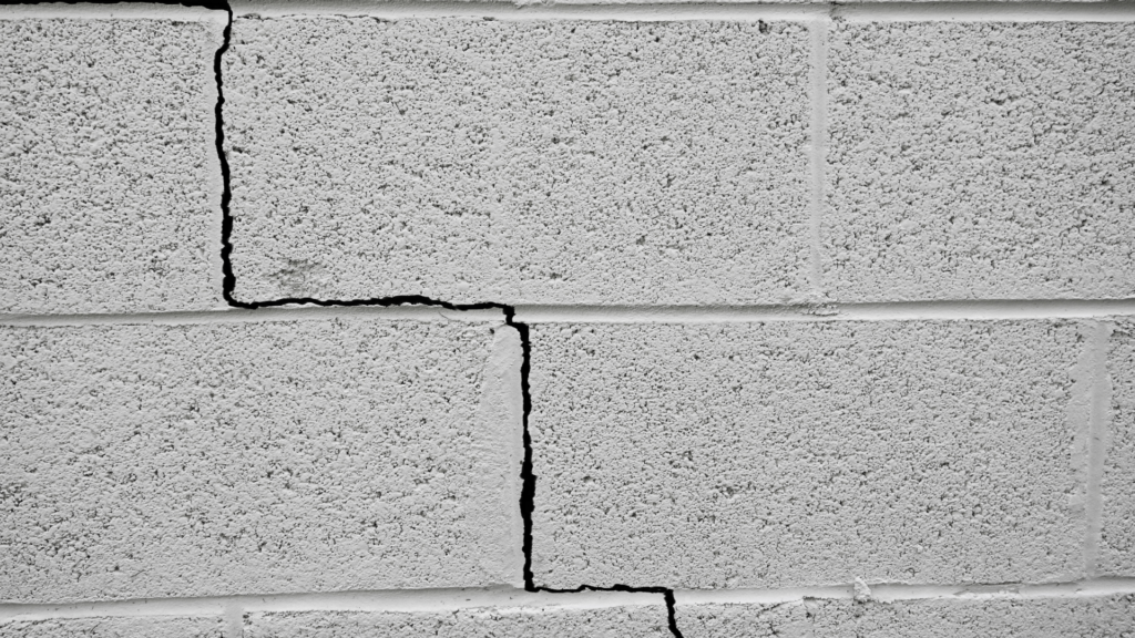 Crack in the cement wall caused by foundation problem