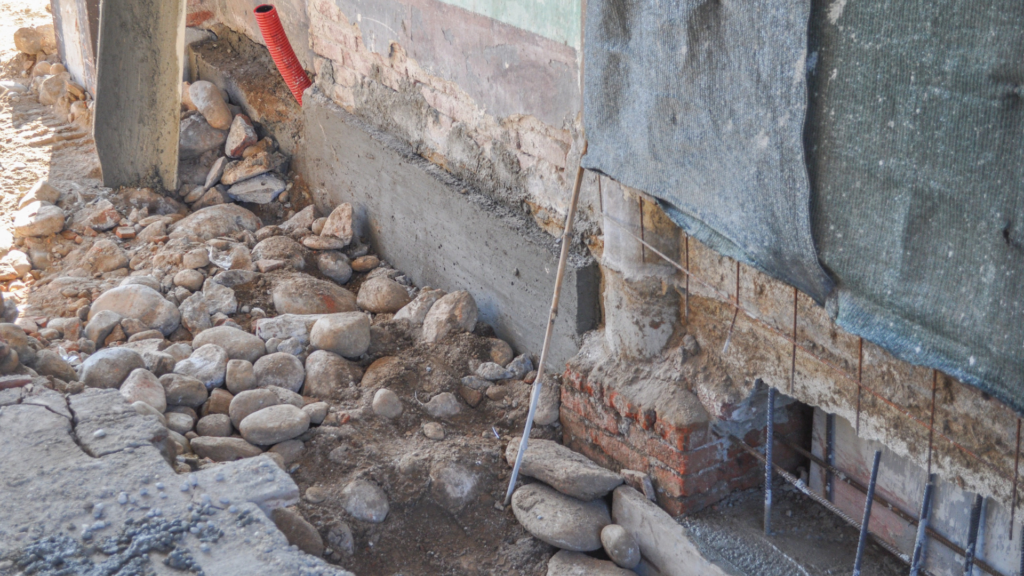 Underpinning for strengthening the foundation of an existing building