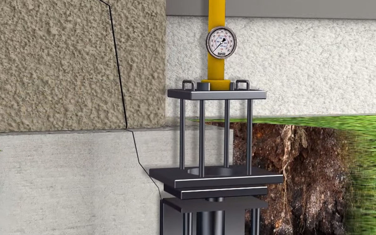 Helical piers in the ground