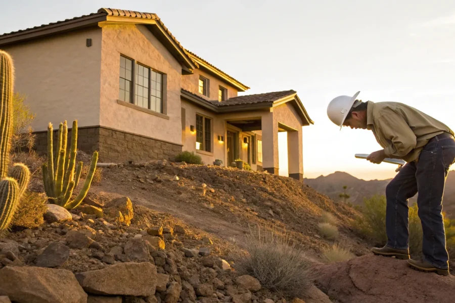 Arizona foundation specialist inspects home.