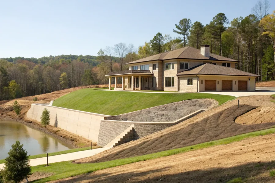 Below-grade waterproofing protects foundations.