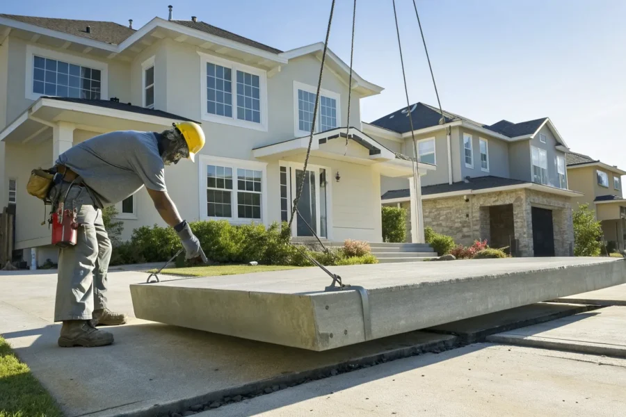 Slab lifting and stabilization process.