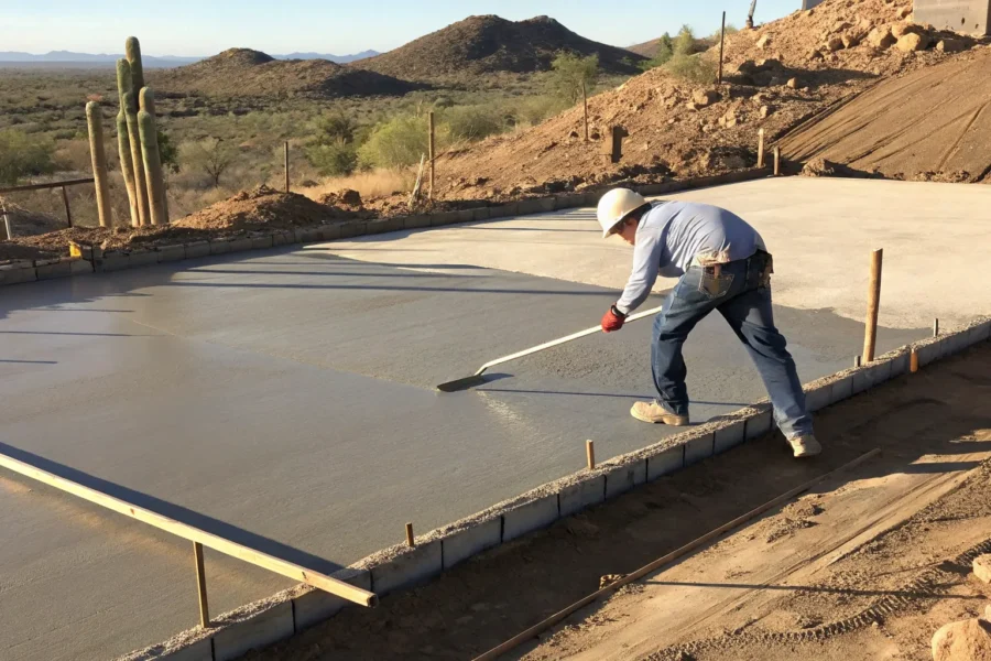 Leveling a concrete slab in Cave Creek, AZ.
