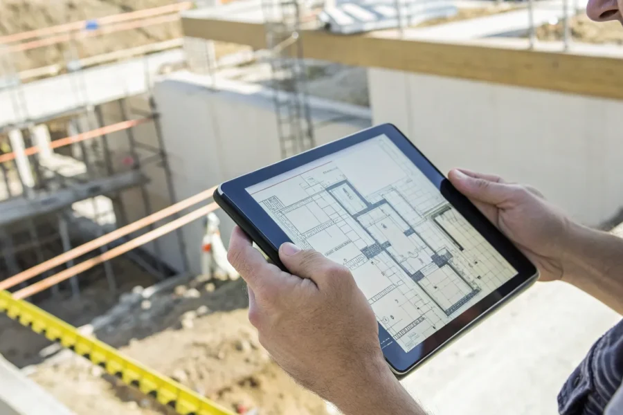 Foundation repair cost calculator on tablet.