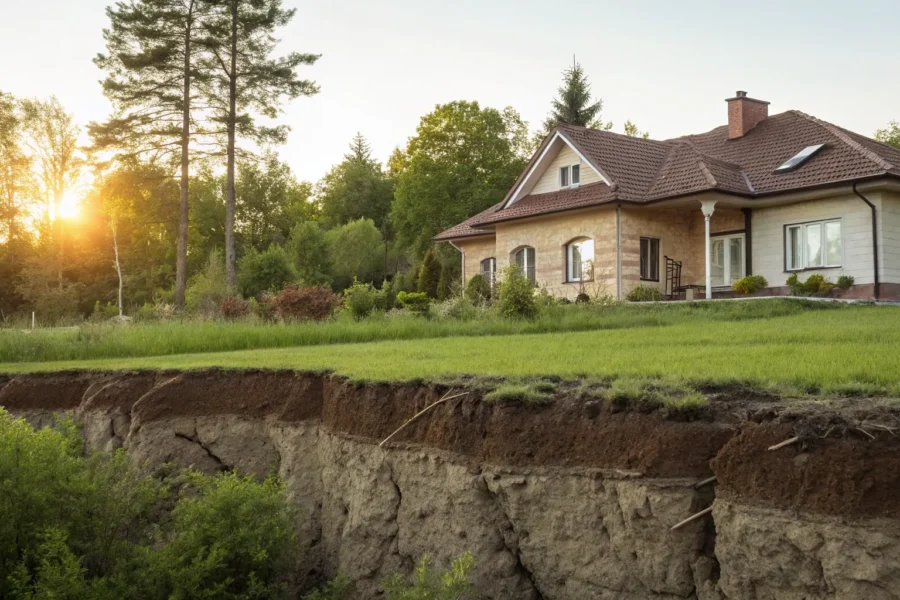 Cracked foundation needing settlement repair.