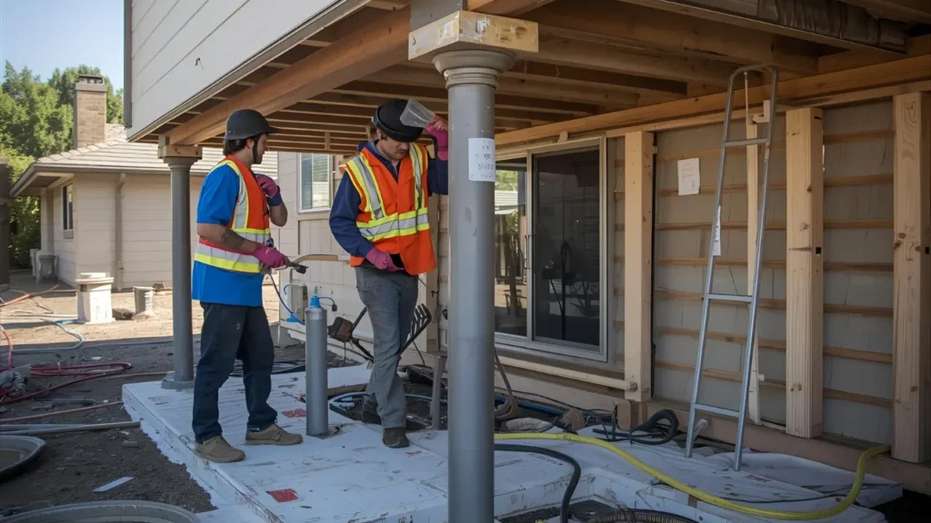 Helical pier installation by Bristol Foundation Experts in Southern California
