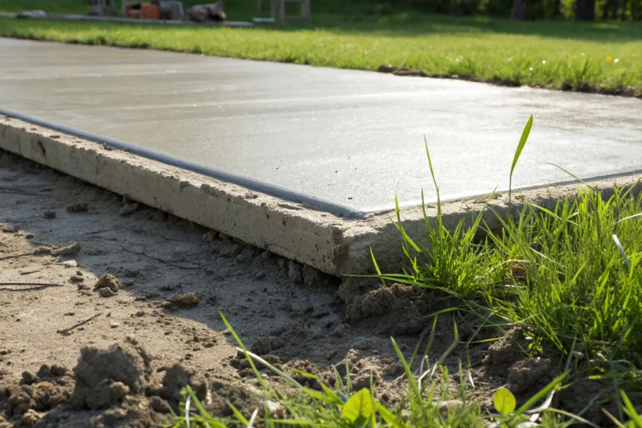 A level concrete slab, a key factor in the total concrete raising cost.
