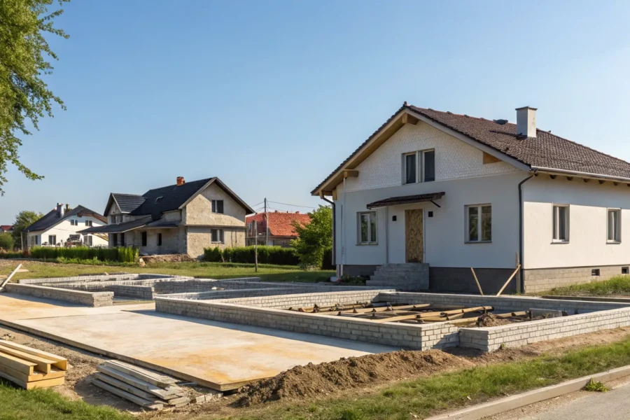 How much to fix a foundation, with repair work on a home's concrete slab and walls.