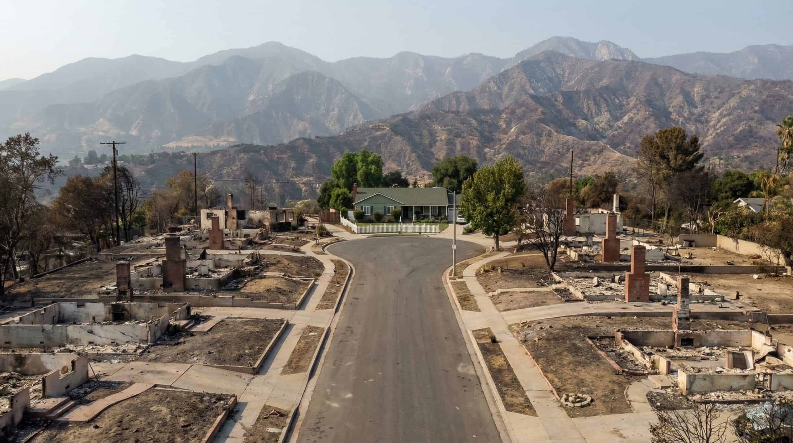 View of steep, triangular rooftops against a blue sky with clouds.