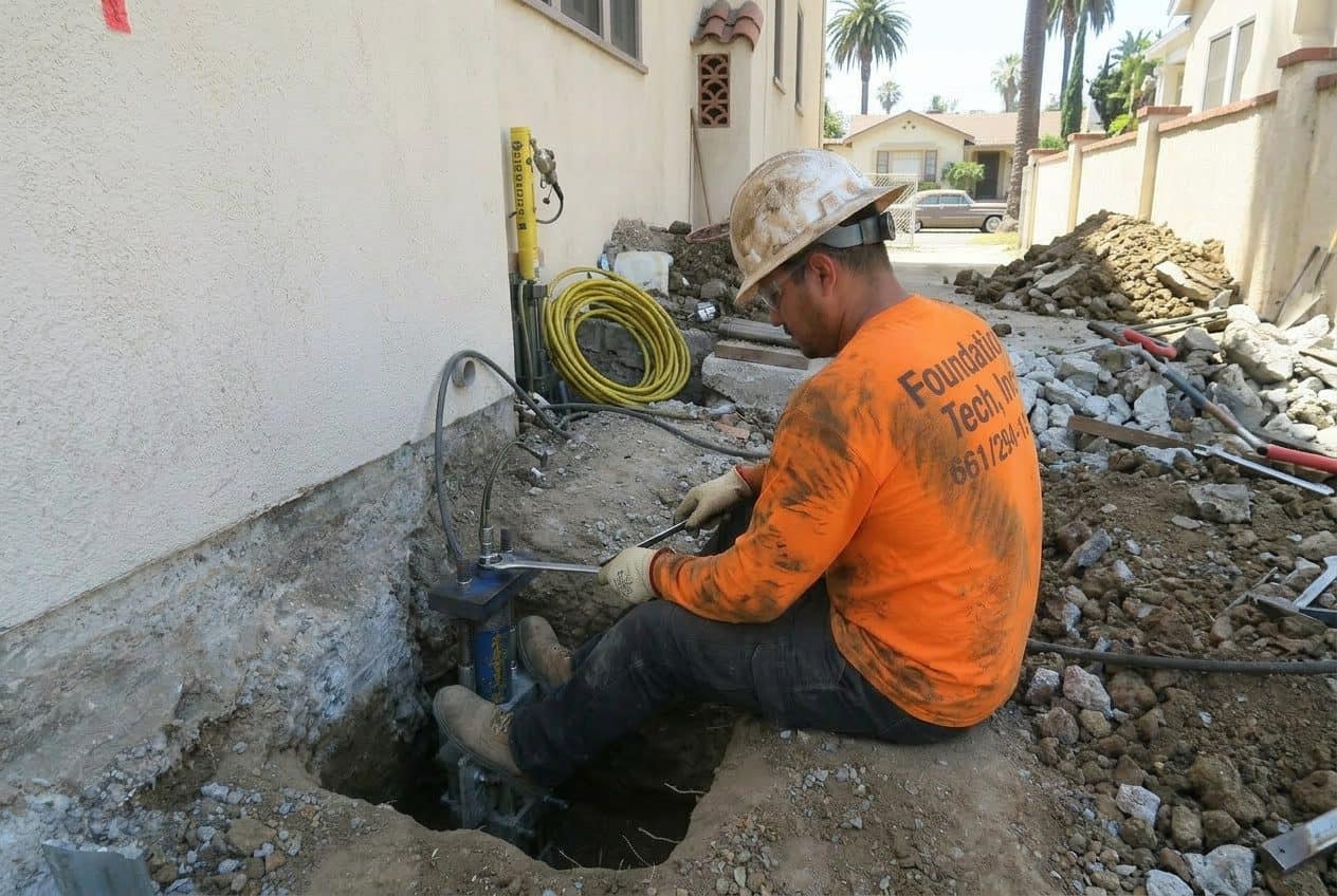 Diagonal foundation crack at window corner of a Hollywood home.