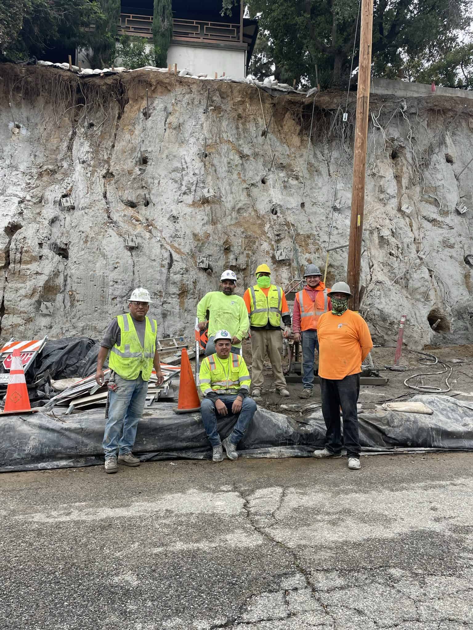 Bristol FX foundation repair crew performing hillside stabilization in Southern California 2025