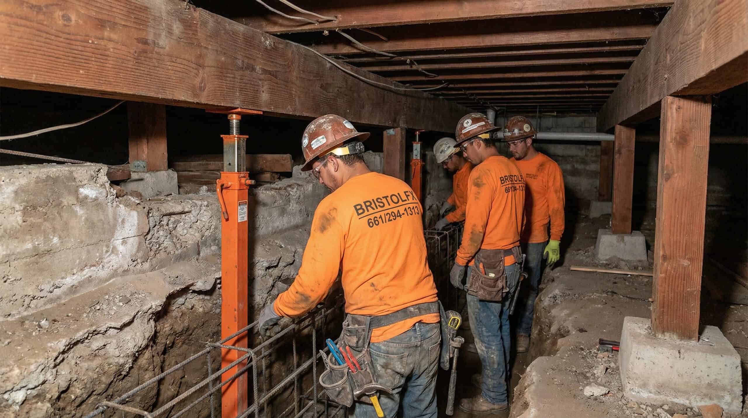 Bristol FX crew replacing perimeter stem wall footing on old Pasadena house.