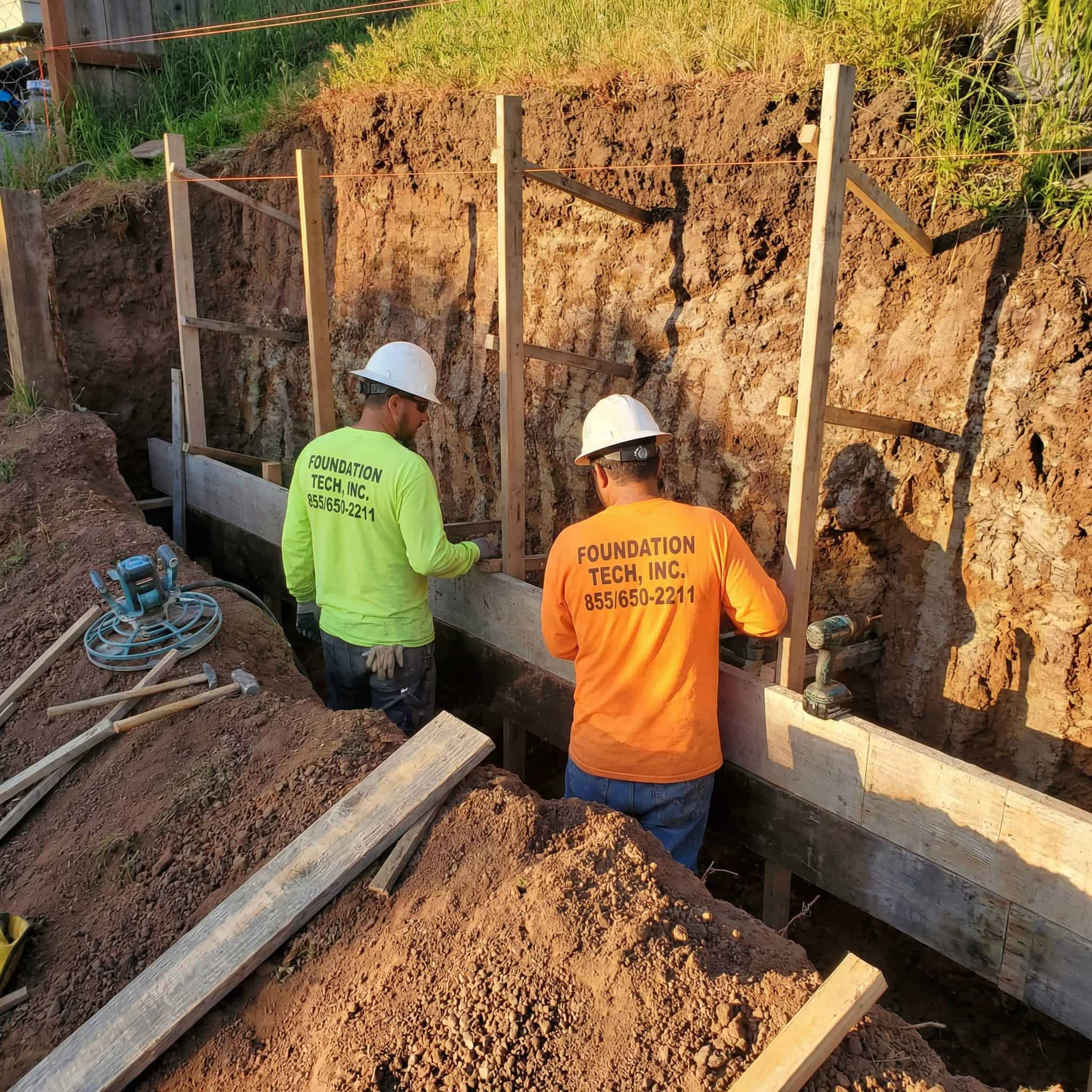Bristol FX workers building a new retaining wall