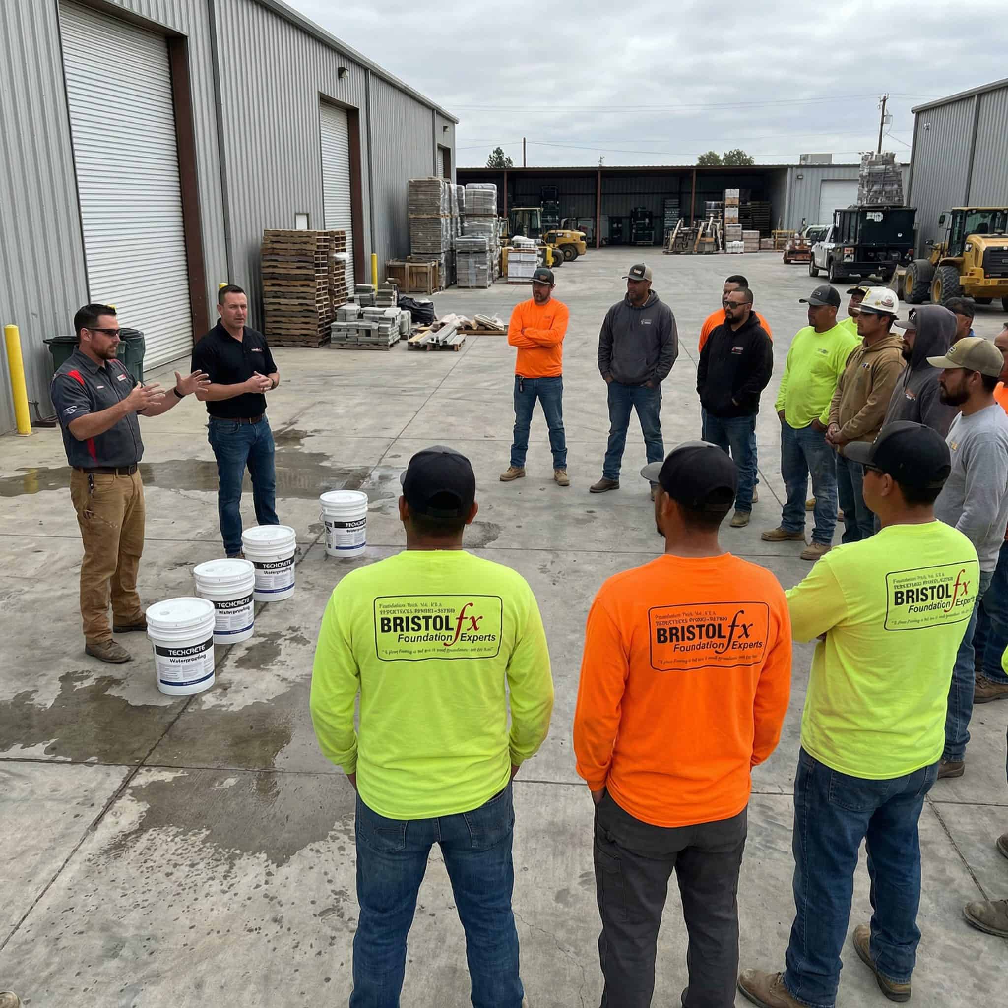 Bristol FX foundation repair crews attending factory product training and certification in California