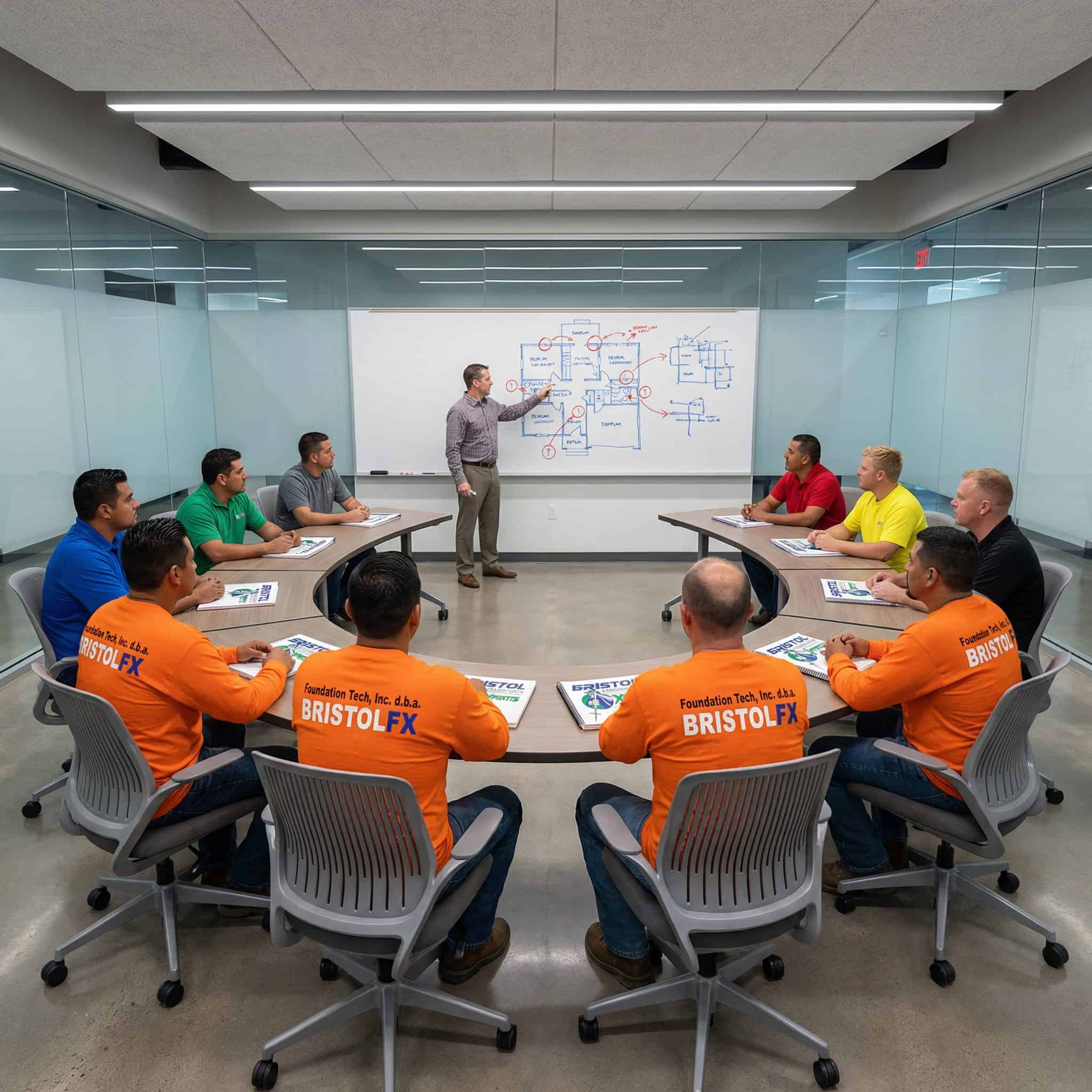 Bristol FX foundation repair crews in factory certified product training session