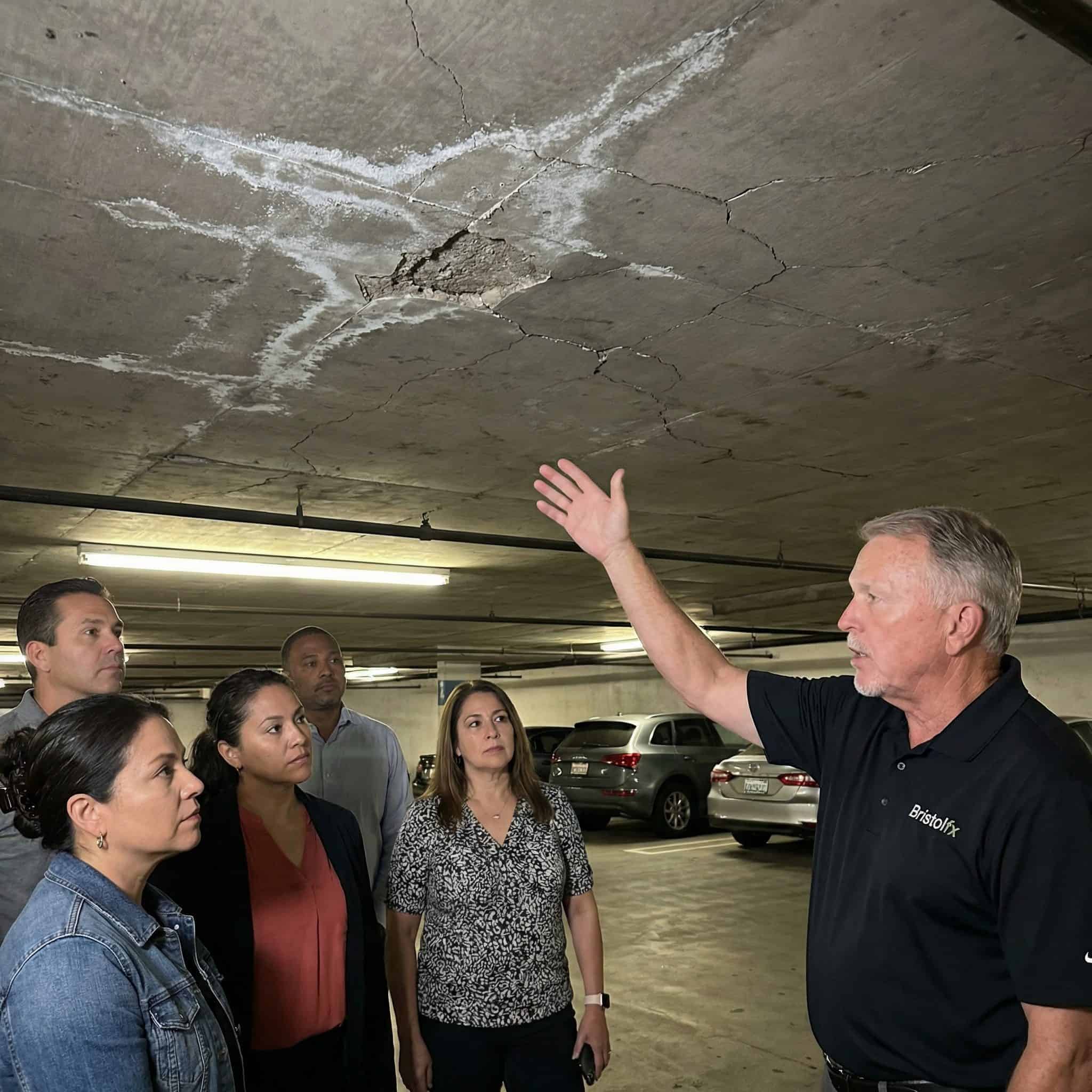 Jerold Bronstrup Bristol FX explaining structural repair options to HOA board members in Southern California