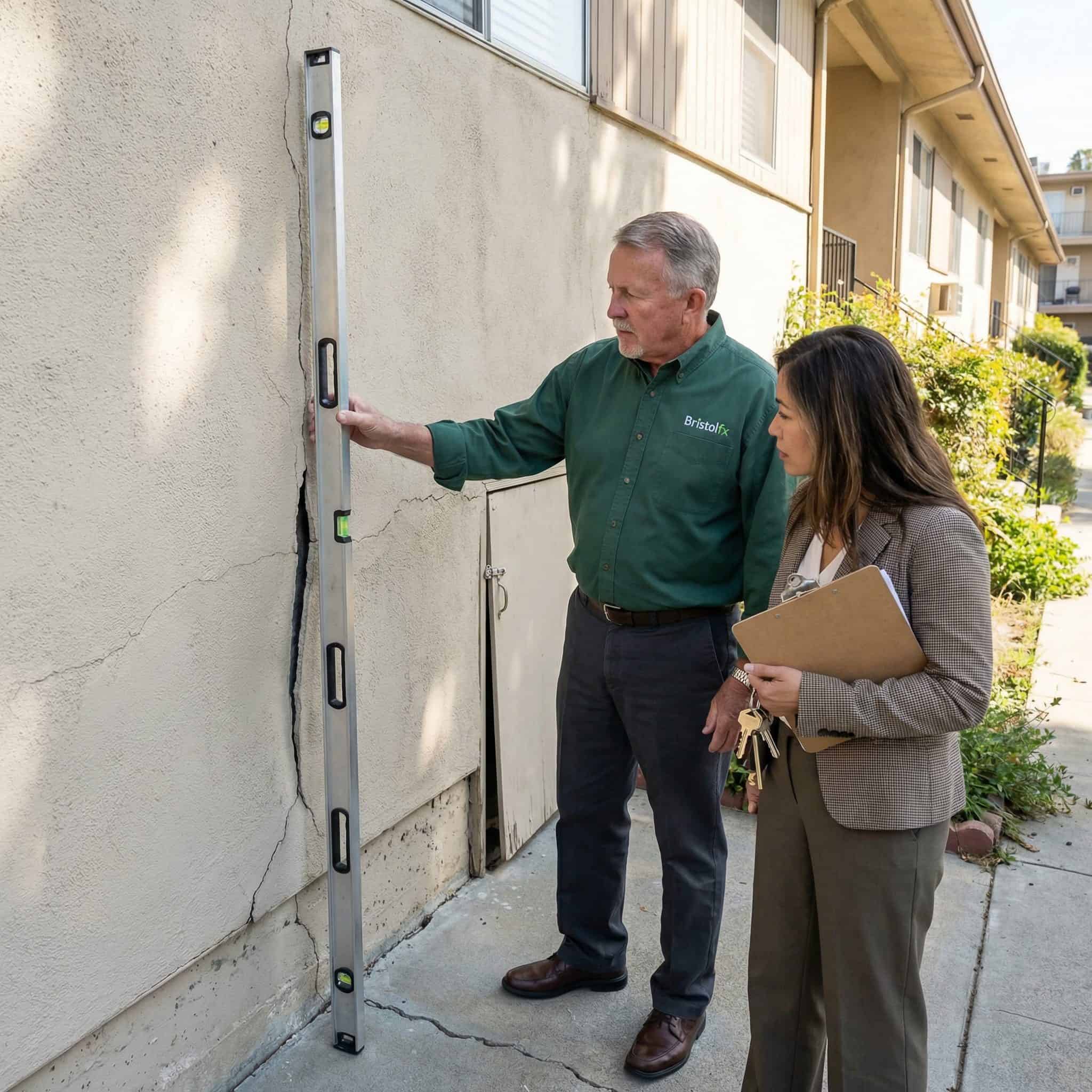 Inspection of cripple wall dry rot at Pasadena apartment