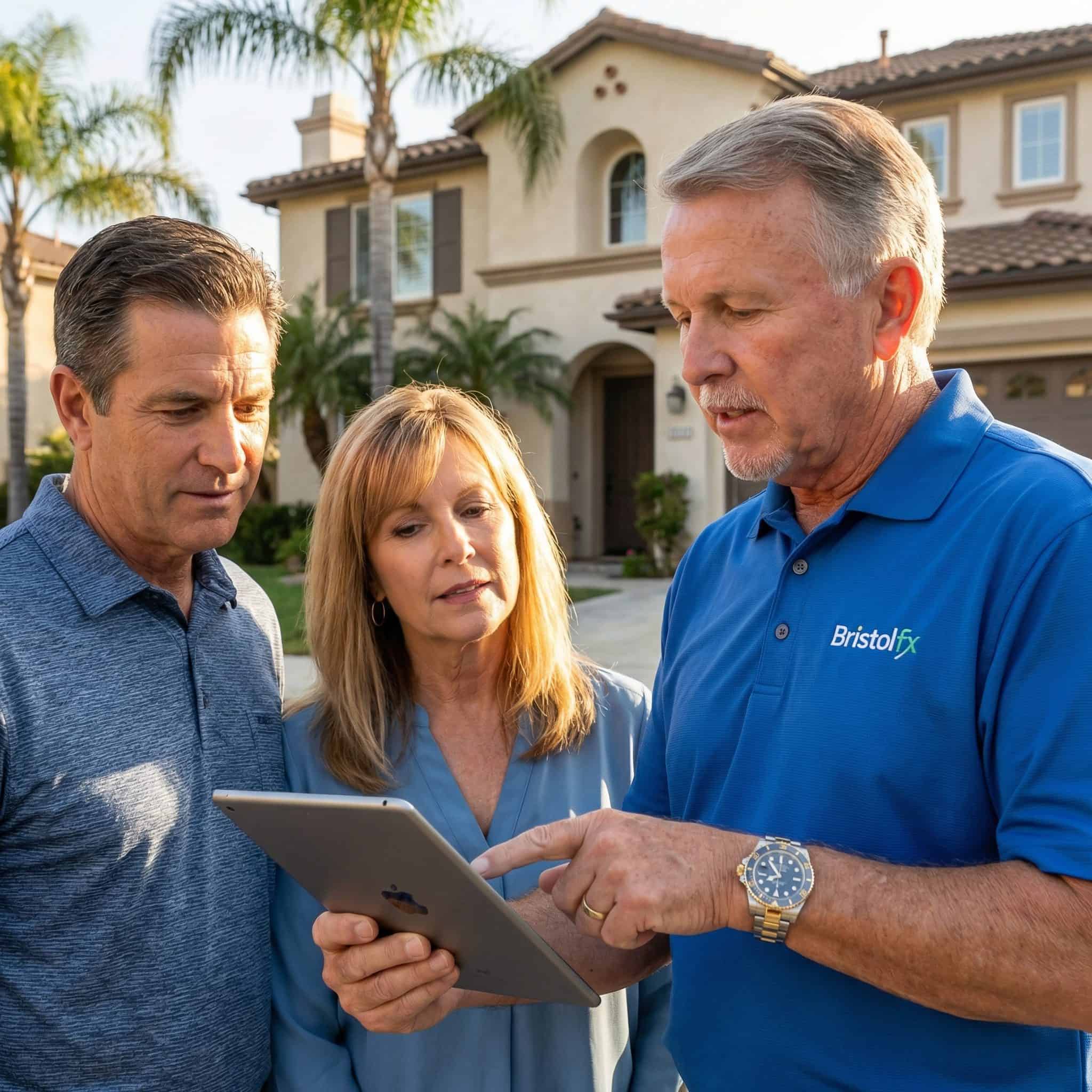 Jerold Bronstrup Bristol FX CEO explaining foundation repair options and inspection process to homeowners in California