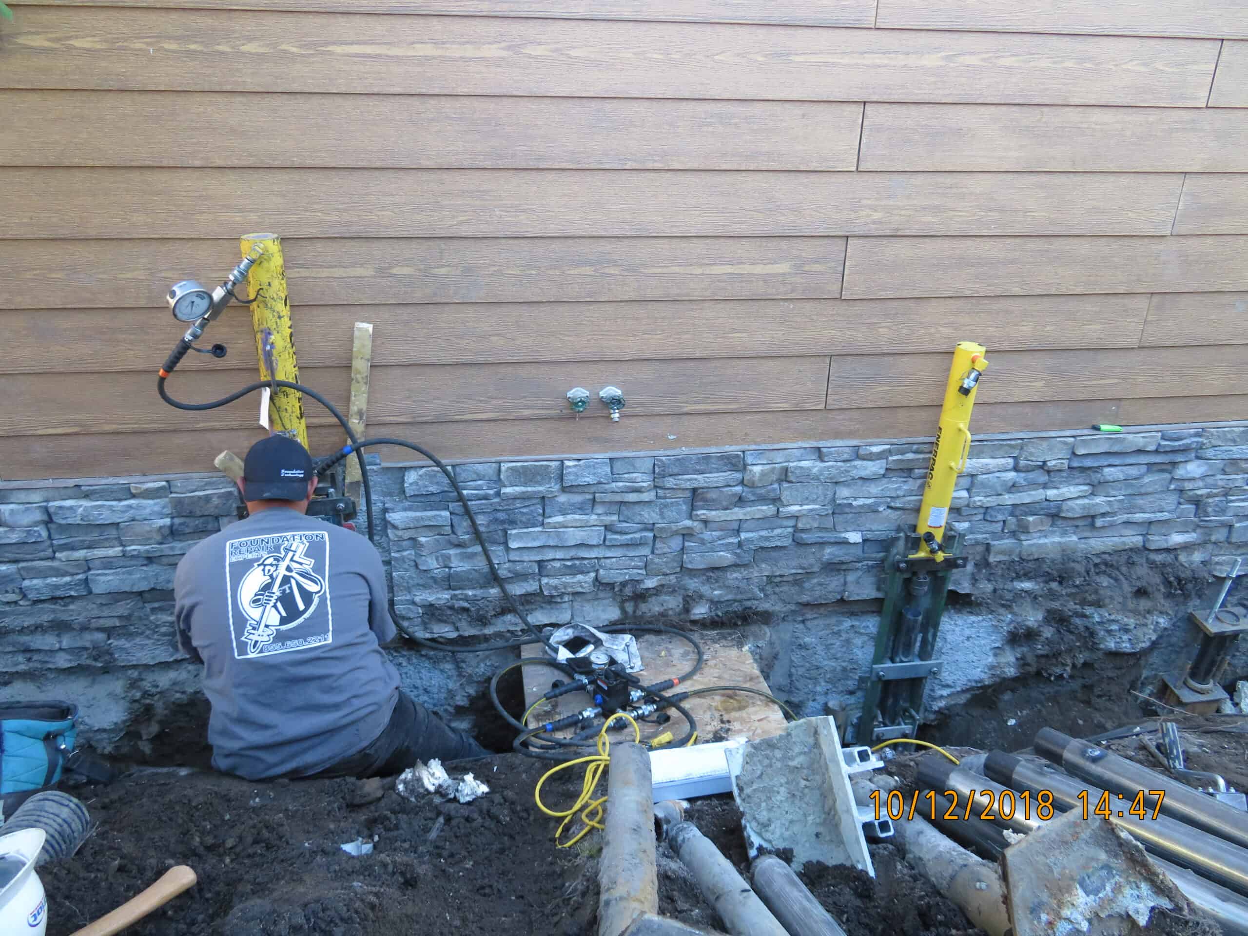 Push pier installation.