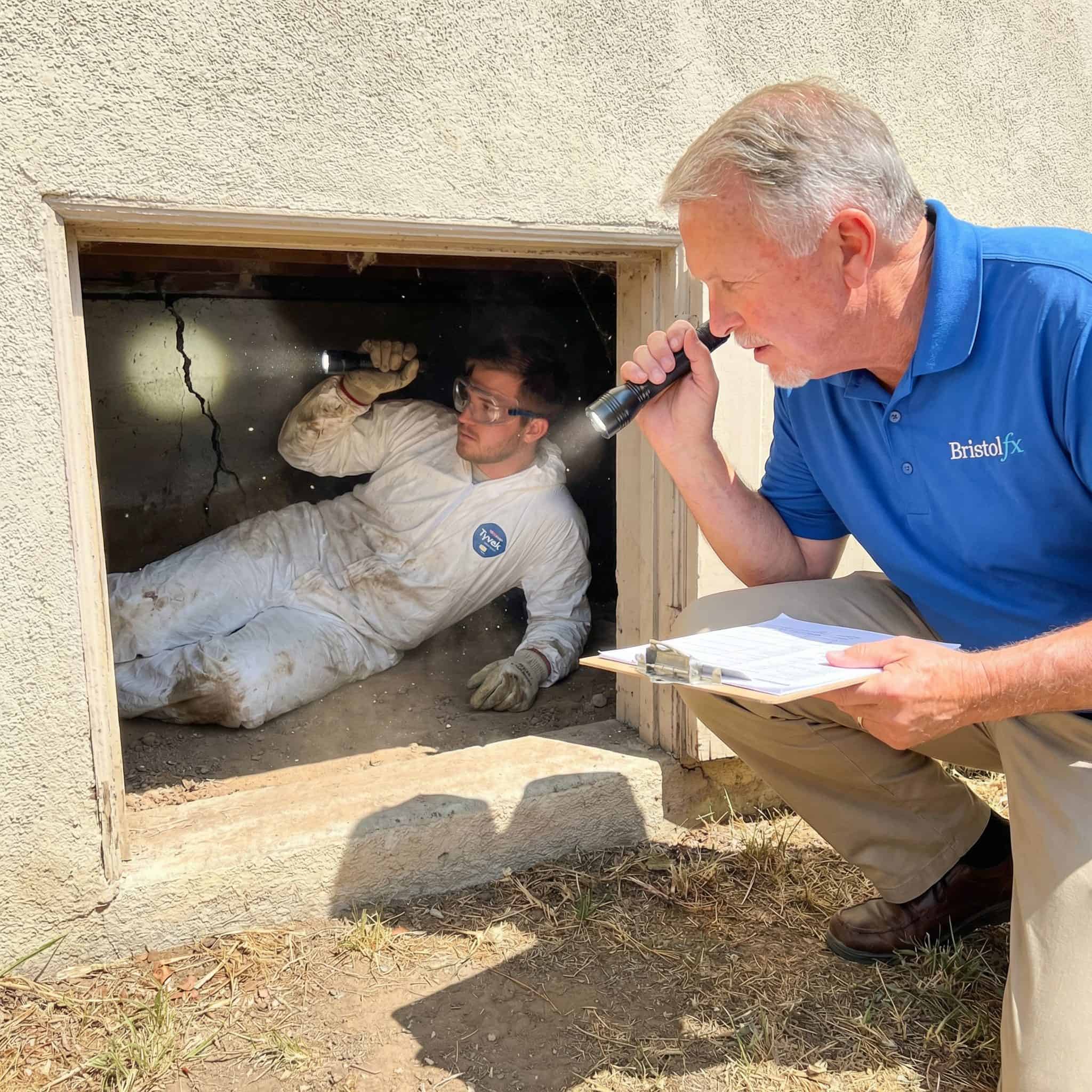 Bristol FX thorough crawl space foundation inspection.