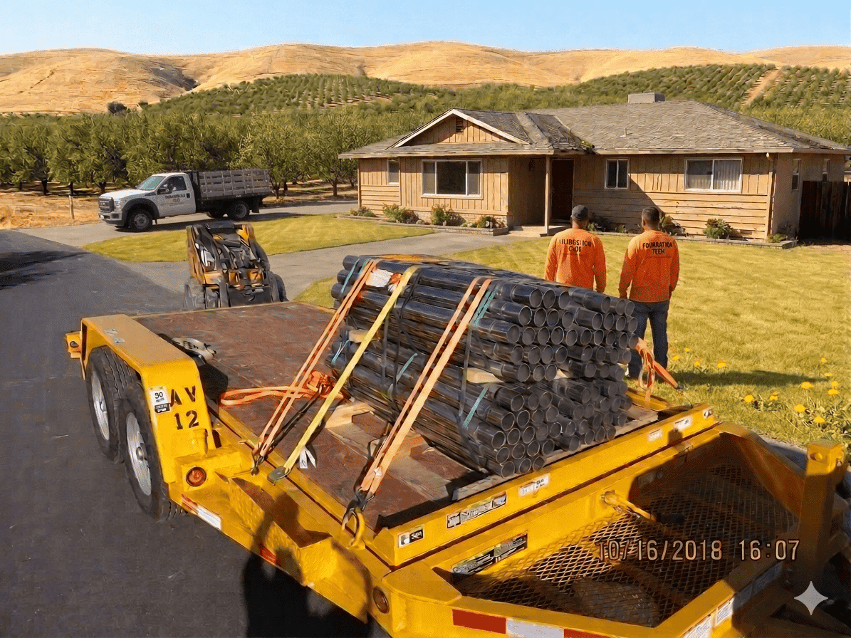 Bristolfx crew beginning foundation repair in the Drury Tract, a high clay area of Bakersfield.