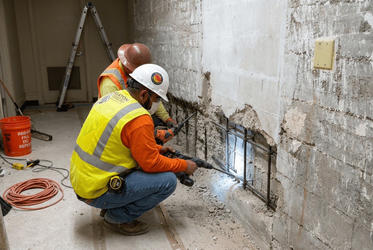 Bristolfx repairing a damaged concrete wall